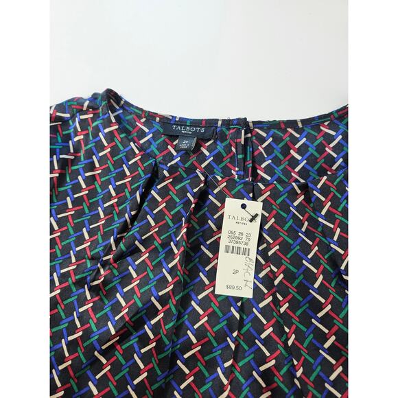 Nwt 100% silk talbots blouse with sash holiday career casual 2p 2 PETITE small - Picture 4 of 7
